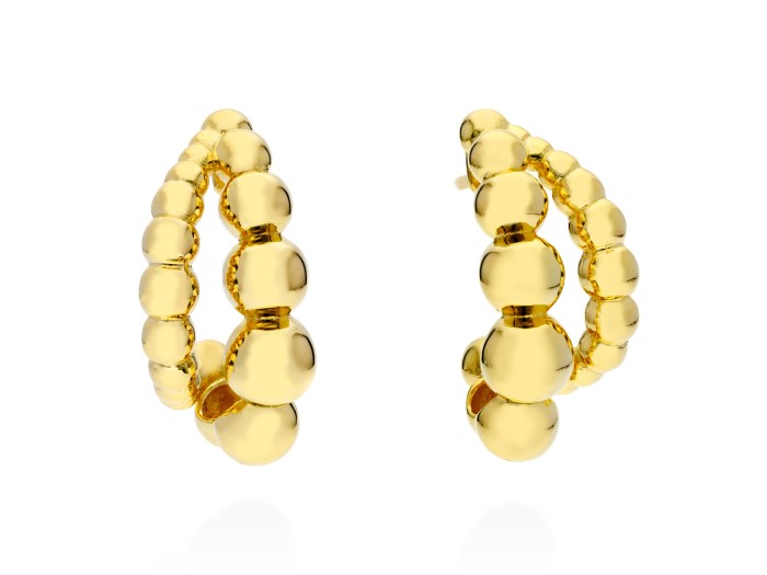 Pendientes Pompe doble  en plata dorada